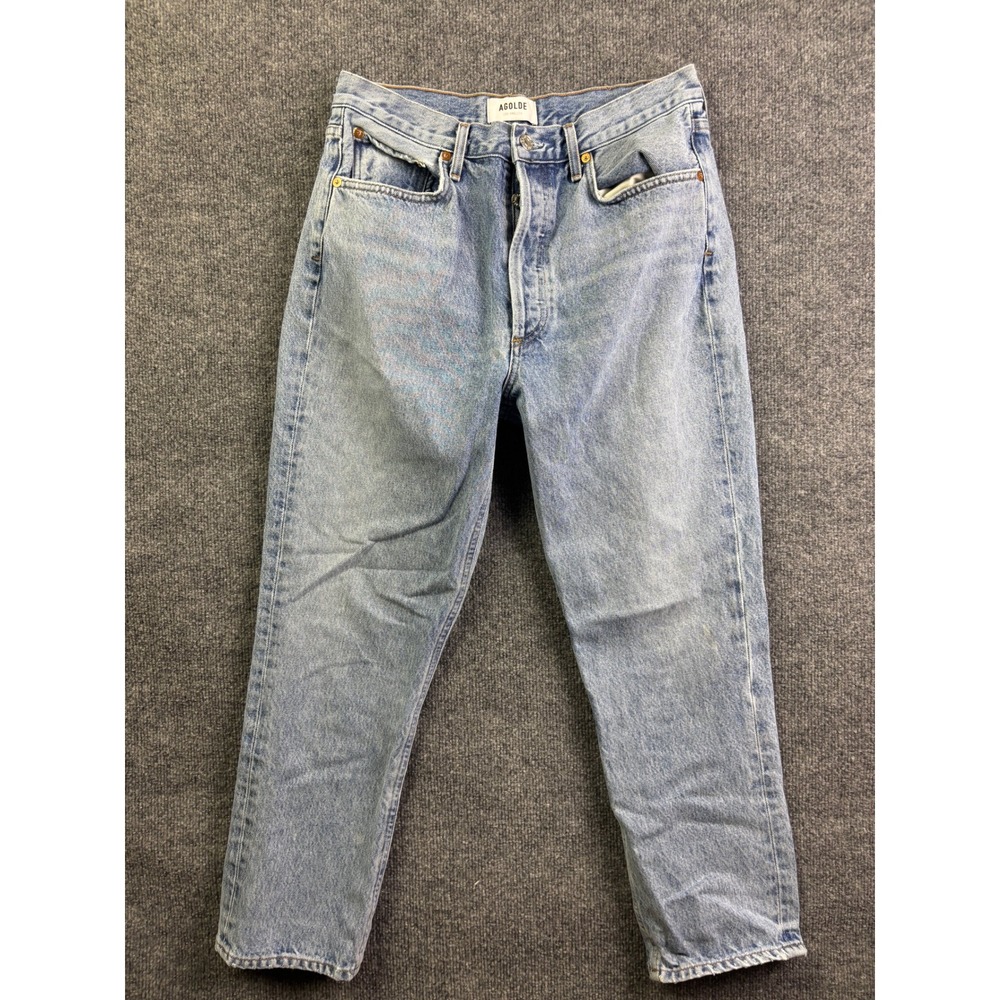 Agolde Straight Leg Jeans Womens 29 Light Wash High Rise Button Fly Denim